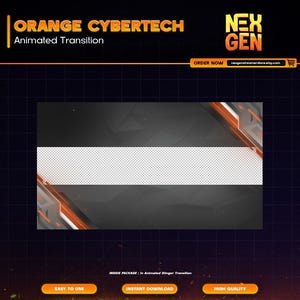 Orange Cybertech Stream Stinger Transition: Animated WebM (Digital Download)