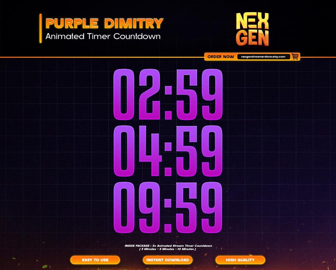 Timer Net Graphics Card Purple Dimitry Animated Stream Timers Countdown | Twitch, Youtube ...