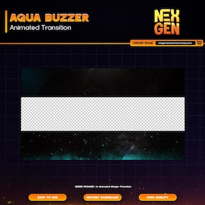 Aqua Buzzer Animated Stream Stinger Transition for Twitch, Kick, Youtube | complete streaming setup | clean - aesthetic.