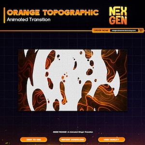 Orange Topographic Animated Stream Stinger Transition for Twitch, Kick, Youtube | complete streaming setup | clean - aesthetic.