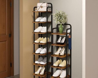 6 Tier Bamboo Shoe Rack Storage Shelf  Footwear Stand Organizer