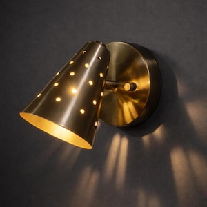 Mid-Century Modern Brass Cone Wall Sconce – Cone Light Fixture Vintage