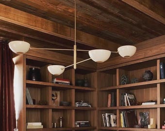 Handmade Brass Sputnik Chandelier - Mid Century Modern Pendant Light