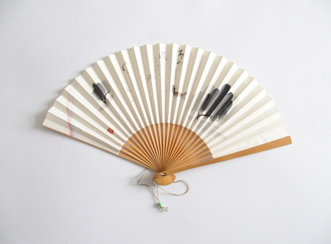 White Sensu Folding Fan With Nature Landscape Scene - Etsy