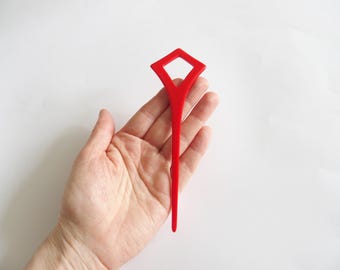 Red Retro Hairstick Kanzashi Hair Ornament From Japan