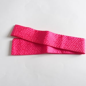 Japanese Fabric Hot Pink With Abstract Pattern Eri Kimono Collar Or Kimono Belt