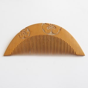 Ornamental Comb Made From Wood With Flower Design