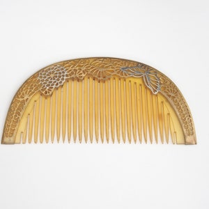 Antiguas aves japonesas Kushi Comb florecen cuerno de oro madre de perlas cabello ornamento Accesorios Accesorios para el cabello Peinetas 