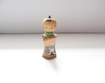 Fujisan Design Kokeshi Figurine Made From Wood Japanese Home Decoration