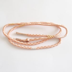 Obijime Light Pink With Gold Accents Woven Design Vintage New