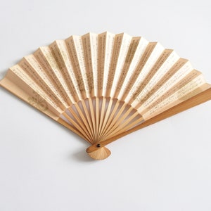 Vintage Japanese Sensu Fan: Apricot Paper, Bamboo, Emblems