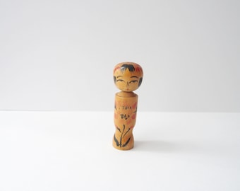 Kokeshi Made From Wood Japanese Home Decor Folk Style Red Black Beige