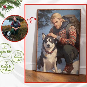 Anime Poster For Dog Owner Gift, Personalized Christmas Gift For Dog Owners, Custom Pet Portrait Anime Art, Printable Art, Digital File