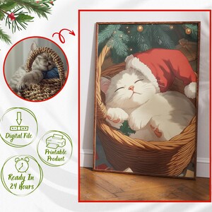 Anime Poster For Cat Owner Gift, Personalized Christmas Gifts For Cat Owners, Custom Pet Portrait Anime Art, Printable Art, Digital File
