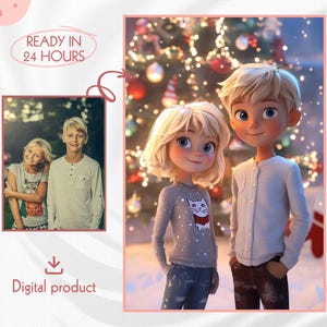 Spaß personalisierte Cartoon Porträts, einzigartige Kunst erstellt von Ihren Lieblingsfotos, Cartoon Kinder, Weihnachtsgeschenk, benutzerdefinierte Kunst, digitale Datei