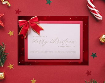 Tarjeta de invitación para fiesta navideña / Invitación personalizable para fiesta navideña - Invitación digital