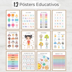 Spanish Educational Posters, Montessori Classroom Decor, Homeschool Prints, Playroom Decor, Rainbow Wall Art, Nursery Decor, Digital Prints