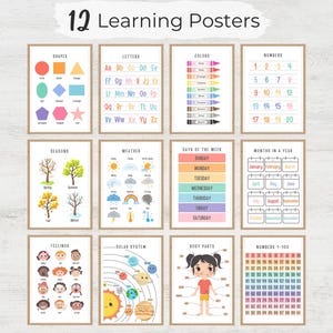 Educational Posters, Montessori Classroom Decor, Homeschool Prints, Toddler Playroom Decor, Rainbow Wall Art, Nursery Decor, Digital Prints