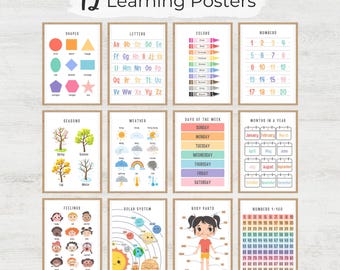 Educational Posters, Montessori Classroom Decor, Homeschool Prints, Toddler Playroom Decor, Rainbow Wall Art, Nursery Decor, Digital Prints