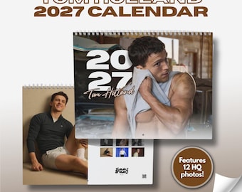 Calendario de pared de Tom Holland 2027 / Calendario fotográfico de 12 meses del actor / Planificador mensual colgante