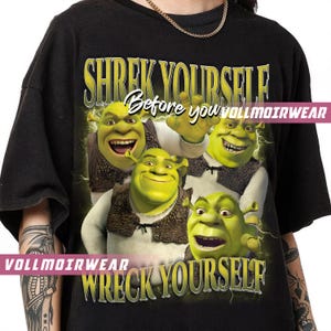 Funny Shrek Vintage Style Shirt, Shrek Yourself Before You Wreck Yourself Hoodie, Fiona and Shrek Sweatshirt, Shrek Face Meme Shirt