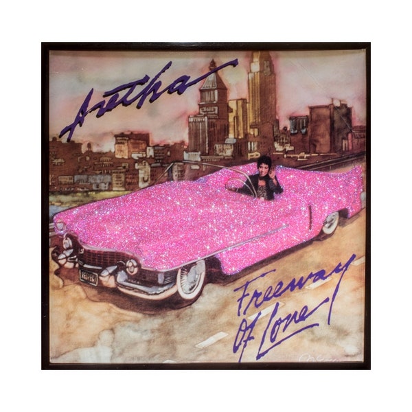 Glittered Vintage Aretha Franklin Pink Cadillac Album