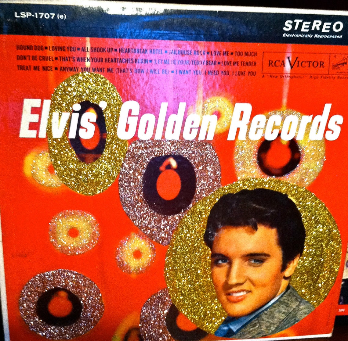 Glittered Elvis Golden Records Album Etsy