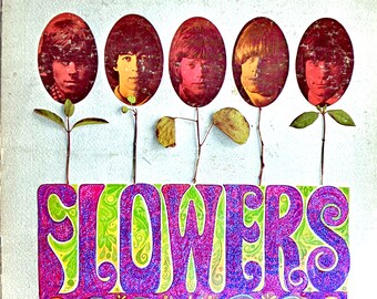 Glittered Rolling Stones Flowers LP Wall Art