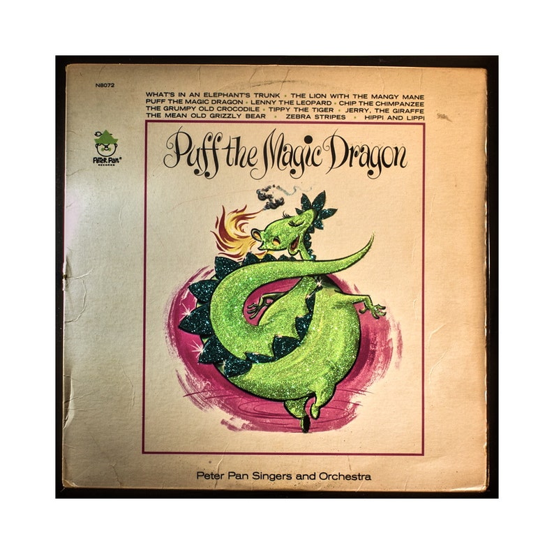 Glittered Vintage Puff the Magic Dragon Album image 1