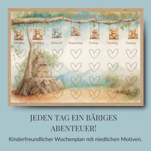 Wochenplan A3  für Kinder, Wochenplan Magnet, Personalisierter Wochenplaner, Wochenplaner mit Routinen-Karten, Montessori Planer Kinder A3