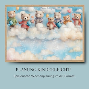 Personalisierter Wochenplaner für Kinder, Wochenplaner mit Routinen-Karten, Magnetischer Kinderplaner, Wochenplaner DIN A3, Tagesplaner