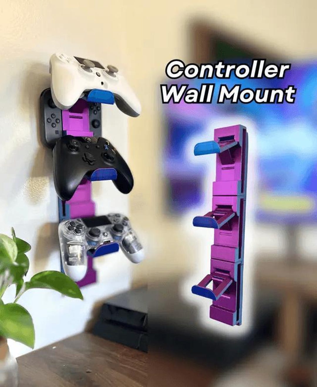Fun Controller Stand Controller Stand Sleek Wall Mount Organizer for Joycons & Game ...