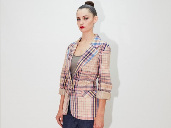 BOBBIE BROOKS 1970's Plaid Blazer, Calgary Checker