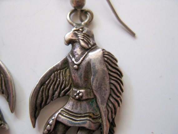 Sterling Silver Eagle Warrior Dangle Earrings, 70… - image 3