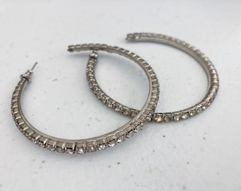 1990’s Pavé Crystal Hoop Pierced Statement Earrings