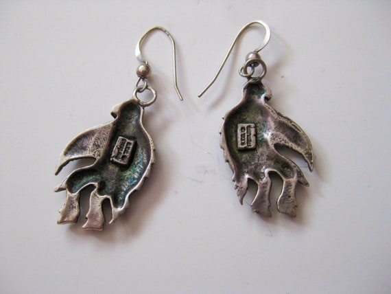 Sterling Silver Eagle Warrior Dangle Earrings, 70… - image 4