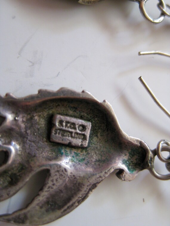 Sterling Silver Eagle Warrior Dangle Earrings, 70… - image 5