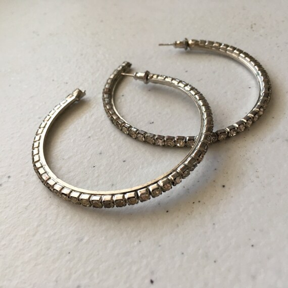 1990’s Pavé Crystal Hoop Pierced Statement Earrin… - image 6