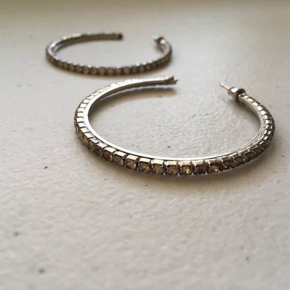 1990’s Pavé Crystal Hoop Pierced Statement Earrin… - image 4