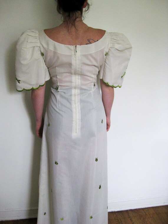 1960's 1970's Novelty Embroidered Maxi Dress, Wed… - image 4