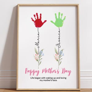 Mothers Day Handprint Print, Personalised Mom Gift, DIY Mum's Birthday, Baby's First Father's Day Craft, Baby Keepsake, Kids Gifts for Mommy