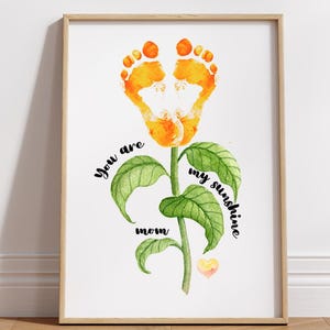Você é minha mãe do sol, pegada do dia das mães, artesanato de pegada de girassol para crianças, bebê e criança pequena, lembrança de memória, para impressão, presente, cartão faça você mesmo