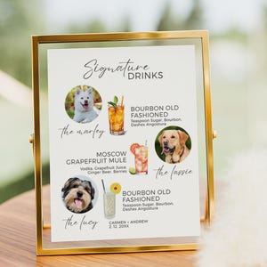 Custom Pet Signature Drink Sign: Wedding Bar Menu Template (Digital Download)