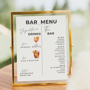 Editable Wedding Bar Menu Template: Signature Drink Sign (Digital Download)