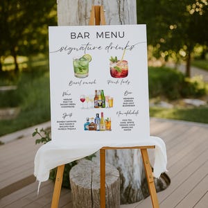 Bar Menu Wedding Sign, Signature Drink Bar Menu, Wedding Bar Menu, Wedding Bar Sign, Acrylic Bar Menu Sign, Bar Menu, Personalized Bar Menu