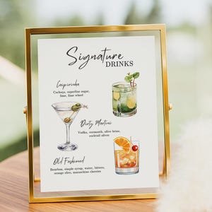 Signature Cocktails Bar Sign, Bar Menu, Acrylic Arch Wedding Bar Sign, Personalized Drink Menu, Personalized Bar Menu Frame, 1000+ Images