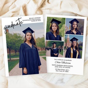 Editable Graduation Invitation Template, Modern Graduation Announcement, Senior Graduate Party Photo Invitation, Graduation Party Download