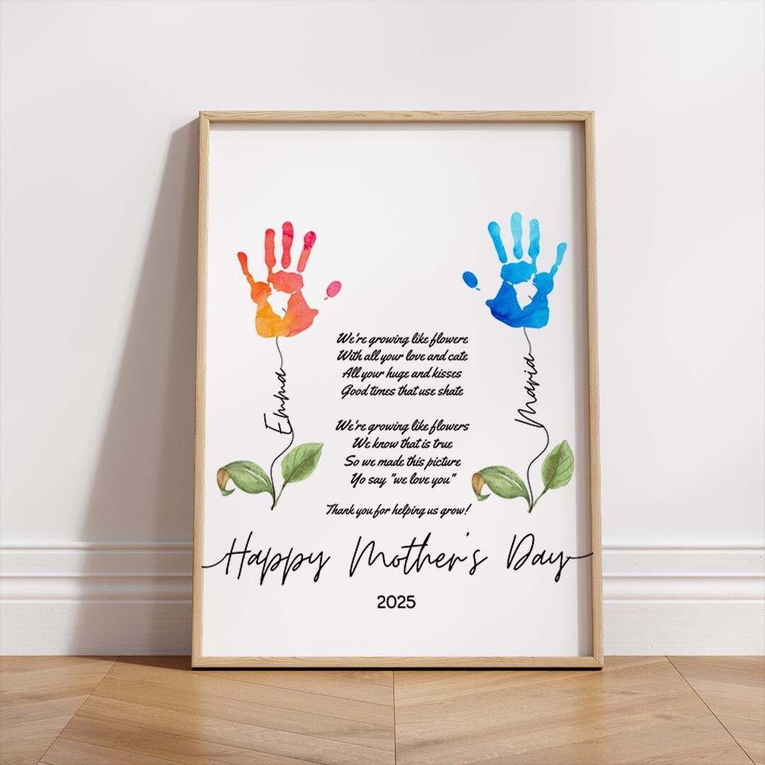 Personalized Mom Handprint Gift for Mothers Day or Birthday, Flower ...