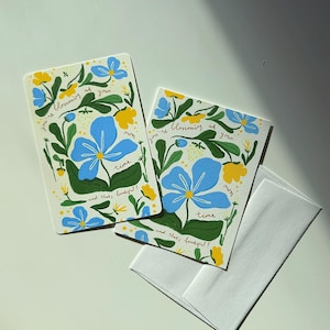 Carte postale et carte postale Vous fleurissez à votre rythme | Carte vierge, carte de voeux, postcrossing, thème floral, message positif