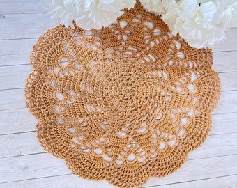 Handmade Round Crochet Doily is Topaz Color/ Crochet Doily/ Farm Decoration/ wedding decor/ Easter decor/ Ready to Ship